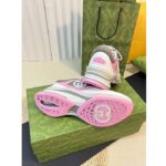 Gucci Unisex Run Sneaker Ivory Pink Suede Interlocking G Bi-Color Rubbe Low Heel - Image 8