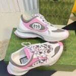 Gucci Unisex Run Sneaker Ivory Pink Suede Interlocking G Bi-Color Rubbe Low Heel - Image 4