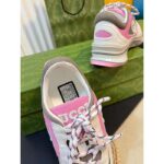 Gucci Unisex Run Sneaker Ivory Pink Suede Interlocking G Bi-Color Rubbe Low Heel - Image 9