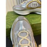 Gucci Unisex Run Sneaker Silver Metallic Leather Interlocking G Bi-Color Rubbe Low Heel - Image 10