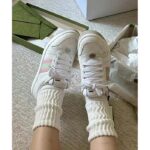 Gucci Unisex Screener Sneaker White GG Supreme Canvas Rubber Sole Lace-Up Low Heel - Image 12