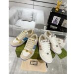 Gucci Unisex Screener Sneaker White GG Supreme Canvas Rubber Sole Lace-Up Low Heel - Image 11