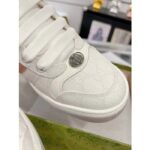 Gucci Unisex Screener Sneaker White GG Supreme Canvas Rubber Sole Lace-Up Low Heel - Image 9