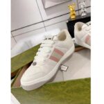 Gucci Unisex Screener Sneaker White GG Supreme Canvas Rubber Sole Lace-Up Low Heel - Image 4