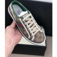 Gucci Unisex Tennis 1977 Sneaker Beige Ebony Original GG Canvas Rubber Sole Flat (9)