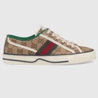 Gucci Unisex Tennis 1977 Sneaker Beige Ebony Original GG Canvas Rubber Sole Flat (9)