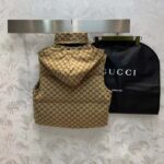 Gucci Women Canvas Padded Gilet GG Canvas Lined Concealed Hood High Neck Sleeveless - Imagen 4