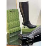 Gucci Women GG Boot Black Leather Geometric Heel Metal Inserts Mid-Heel - immagine 12