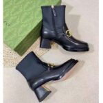 Gucci Women GG Boot Horsebit Black Smooth Leather Stretch Leather Mid 5.3 CM Heel - immagine 2