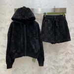 Gucci Men GG Brushed Cotton Short Black Elastic Waist Drawstring Rear Patch Two Side Pockets - Bild 2