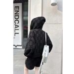 Gucci Women GG Brushed Cotton Hooded Sweatshirt Black Fixed Hood Dropped Shoulder Long Sleeves – Image 15