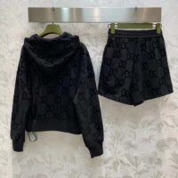 Gucci Men GG Brushed Cotton Short Black Elastic Waist Drawstring Rear Patch Two Side Pockets (2)