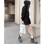 Gucci Women GG Brushed Cotton Hooded Sweatshirt Black Fixed Hood Dropped Shoulder Long Sleeves – Image 14