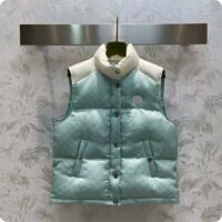 Gucci Women GG Cotton Canvas Padded Gilet Light Blue High Neck Interlocking G Sleeveless (12)