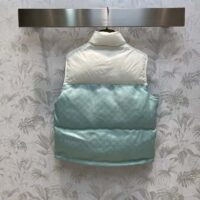 Gucci Women GG Cotton Canvas Padded Gilet Light Blue High Neck Interlocking G Sleeveless (12)