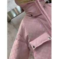 Gucci Women GG Cotton Canvas Puffer Jacket Light Pink GG Lined Interlocking G Two Front Pockets (4)