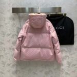 Gucci Women GG Cotton Canvas Puffer Jacket Light Pink GG Lined Interlocking G Two Front Pockets – Image 3