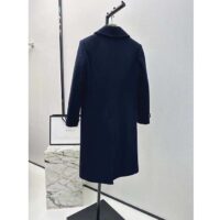 Gucci Women GG Felt Wool Coat Dark Navy Metal Buttons Gucci Cities Label Fully Lined (13)