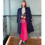 Gucci Women GG Felt Wool Coat Dark Navy Metal Buttons Gucci Cities Label Fully Lined - Image 11