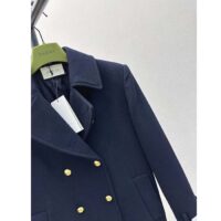 Gucci Women GG Felt Wool Coat Dark Navy Metal Buttons Gucci Cities Label Fully Lined (13)