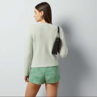 Gucci Women GG Fine Cashmere Cardigan Interlocking G Light Green Crewneck Long Sleeves (12)