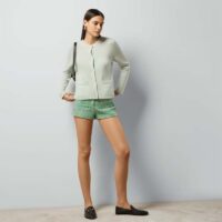 Gucci Women GG Fine Cashmere Cardigan Interlocking G Light Green Crewneck Long Sleeves (12)