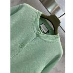 Gucci Men GG Fine Cashmere Cardigan Interlocking G Light Green Crewneck Long Sleeves - Image 4
