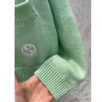 Gucci Women GG Fine Cashmere Cardigan Interlocking G Light Green Crewneck Long Sleeves (12)