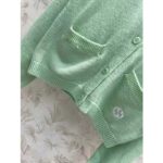 Gucci Men GG Fine Cashmere Cardigan Interlocking G Light Green Crewneck Long Sleeves - Image 6