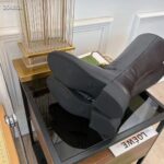 Gucci Women GG Gucci Boot Black Leather Script Rubber Sole Side Zip Closure Flat - Image 10