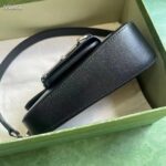 Gucci Women GG Gucci Horsebit 1955 Mini Shoulder Bag Black Leather Flap Closure - Imagen 8