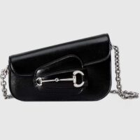 Gucci Women GG Gucci Horsebit 1955 Mini Shoulder Bag Black Leather Flap Closure (9)