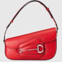 Gucci Women GG Gucci Horsebit 1955 Small Shoulder Bag Red Leather Flap Closure (10)