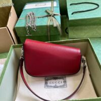 Gucci Women GG Gucci Horsebit 1955 Small Shoulder Bag Red Leather Flap Closure (10)