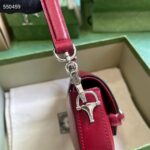 Gucci Women GG Gucci Horsebit 1955 Small Shoulder Bag Red Leather Flap Closure – Bild 10