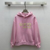 Gucci Women GG Hooded Sweatshirt Embroidery Firenze 1921 Drawstring Closure Dropped Shoulder Long Sleeves (13)