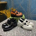 Gucci Women GG Loafer Horsebit Black Leather Rubber Lug Sole Low-Heel Ankle Buckle - Imagen 11