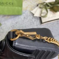 Gucci Women GG Marmont Mini Top Handle Bag Black Matelassé Chevron Leather Heart Double G (1)