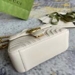 Gucci Women GG Marmont Mini Top Handle Bag White Matelassé Chevron Leather Heart Double G - Image 6