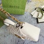 Gucci Women GG Marmont Mini Top Handle Bag White Matelassé Chevron Leather Heart Double G - Image 5