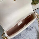 Gucci Women GG Marmont Mini Top Handle Bag White Matelassé Chevron Leather Heart Double G - Image 10