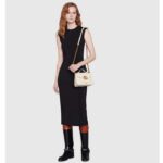 Gucci Women GG Marmont Mini Top Handle Bag White Matelassé Chevron Leather Heart Double G - Image 13