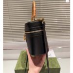 Gucci Women GG Mini Bamboo Shoulder Bag Black Leather Bamboo Handle Double G - Image 6
