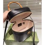 Gucci Women GG Mini Bamboo Shoulder Bag Black Leather Bamboo Handle Double G - Image 9