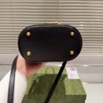 Gucci Women GG Mini Bamboo Shoulder Bag Black Leather Bamboo Handle Double G - Image 8