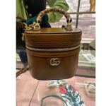 Gucci Women GG Mini Bamboo Shoulder Bag Brown Leather Bamboo Handle Double G – Image 3