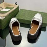 Gucci Women GG Mule Horsebit White Leather Rubber Lug Sole Flat - Image 8