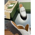 Gucci Women GG Mule Horsebit White Leather Rubber Lug Sole Flat - Image 10