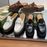 Gucci Women GG Mule Horsebit White Leather Rubber Lug Sole Flat - Image 11