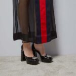 Gucci Women GG Platform Pump Double G Black Patent Leather Crystals High Heel – Bild 11